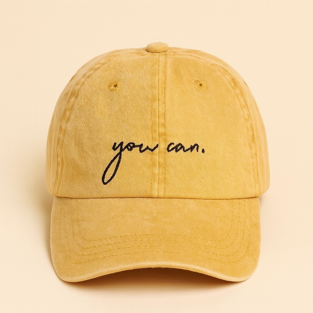 Nissi Mustard Yellow “You Can” Embroidered Adjustable Cap